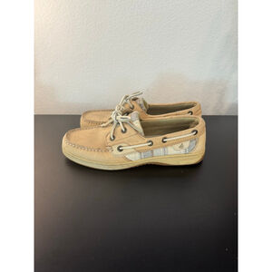 Women's Sperry‎ Tan & Blue Plaid Boat Shoes Size 7